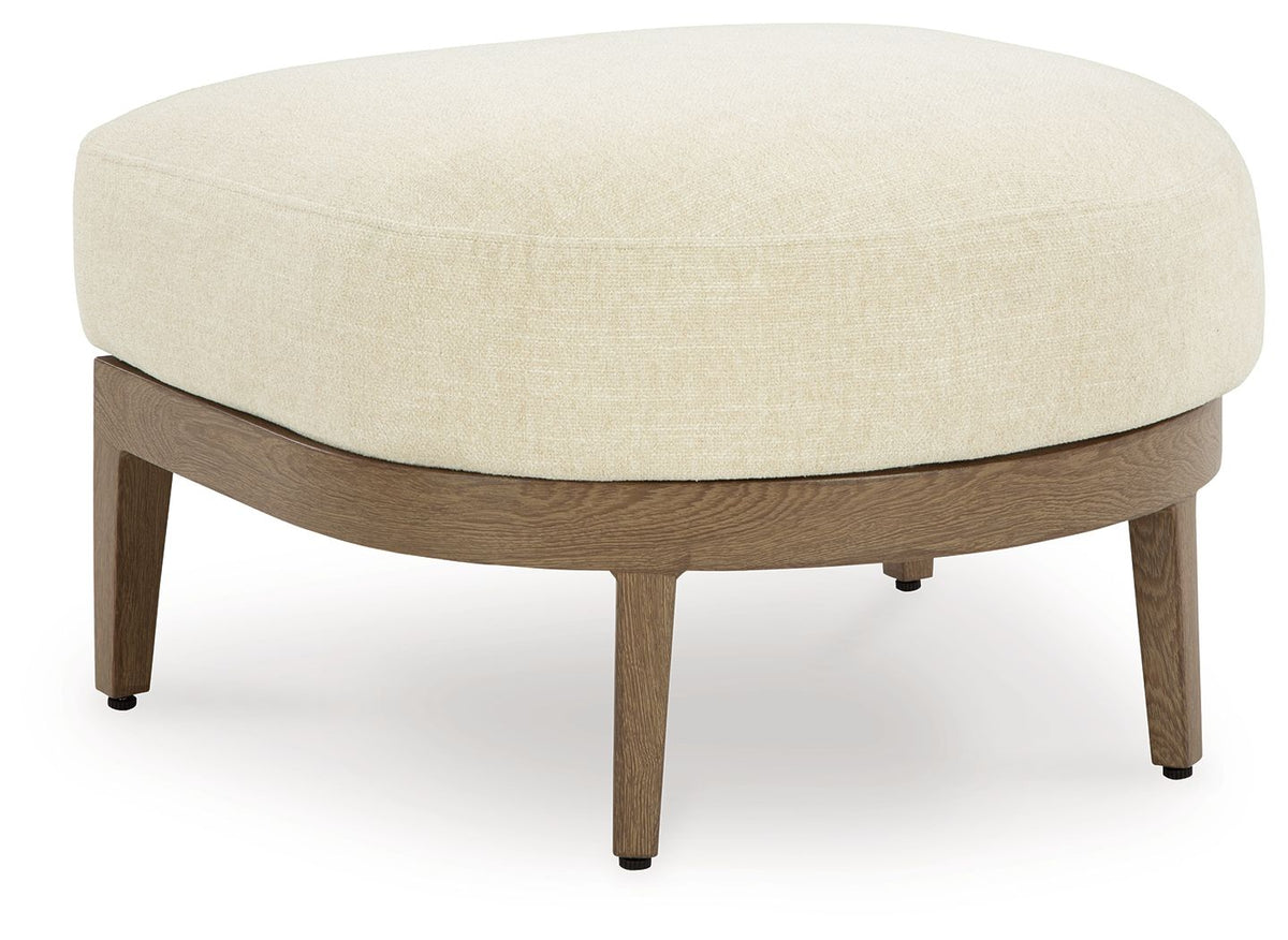 Serene Bay - Ottoman With Cushion - Dark Brown / White