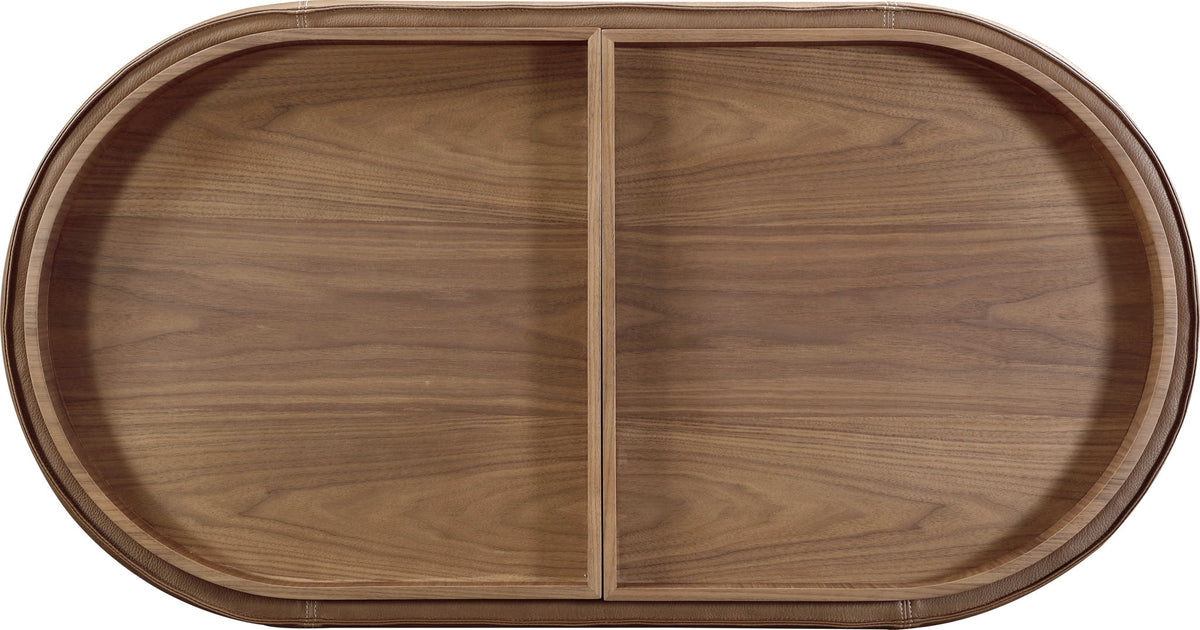 Yeal - Leather Upholstered Storage Table With Wooden Top