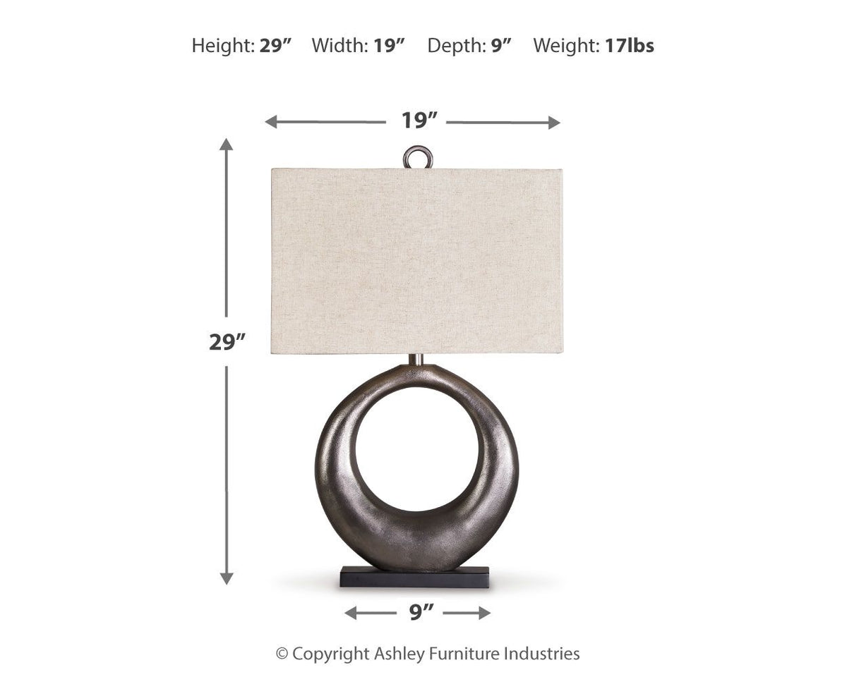 Saria - Metal Table Lamp - Antique Silver Finish