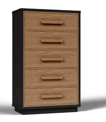 Kozmour - Five Drawer Chest - Black / Brown