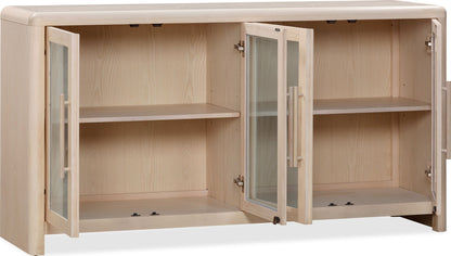 Liv - Glass Door Ash Wood Sideboard - White Sand