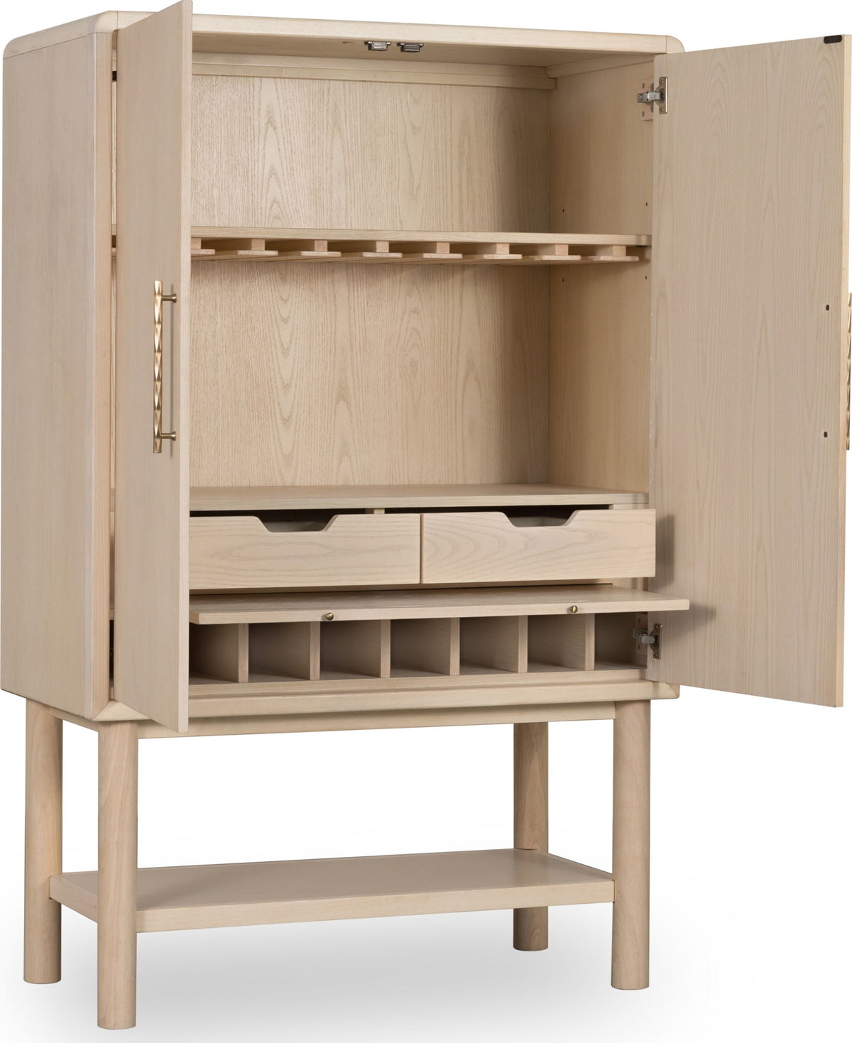Zinnia - Two Door Ash Wood Bar Cabinet - White Sand