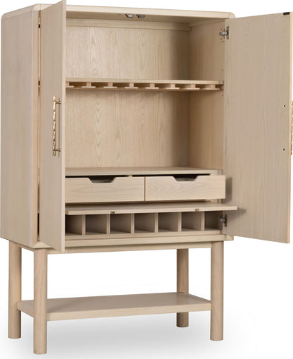 Zinnia - Two Door Ash Wood Bar Cabinet - White Sand