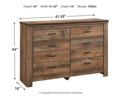 Trinell - Six Drawer Dresser - 61.34" x 15.98" x 42.99" - Brown Dark