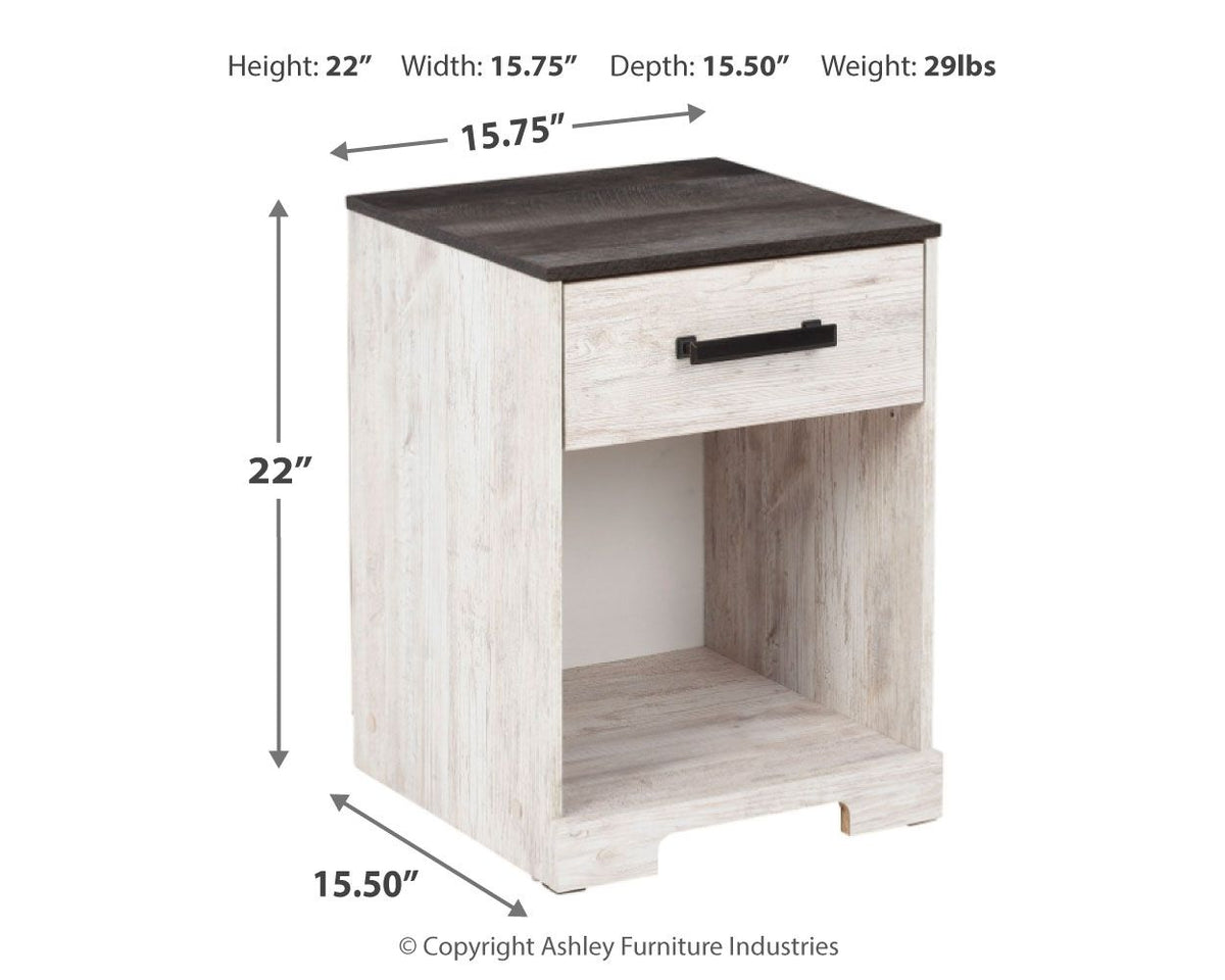 Shawburn - One Drawer Night Stand - Whitewash / Charcoal Gray