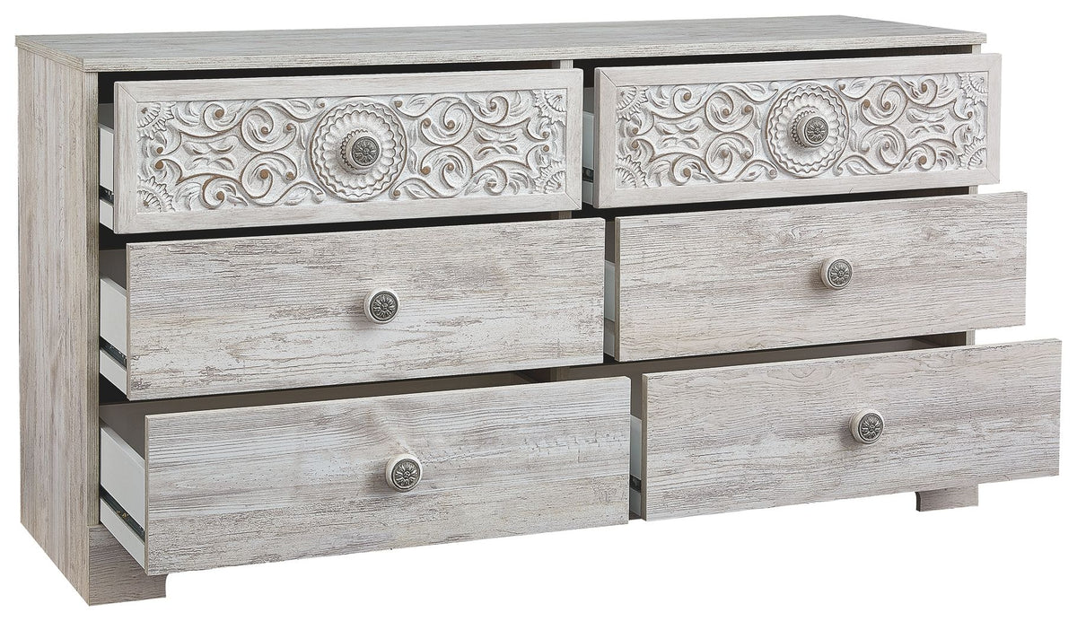 Paxberry - Six Drawer Dresser - Vinyl-Wrapped - Whitewash