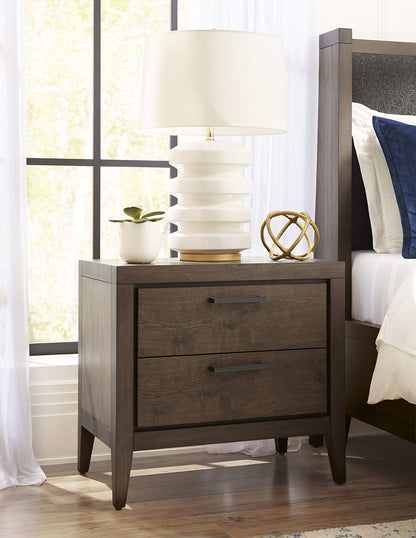 Boracay - Two Drawer USB Charging Nightstand - Wild Oats Brown