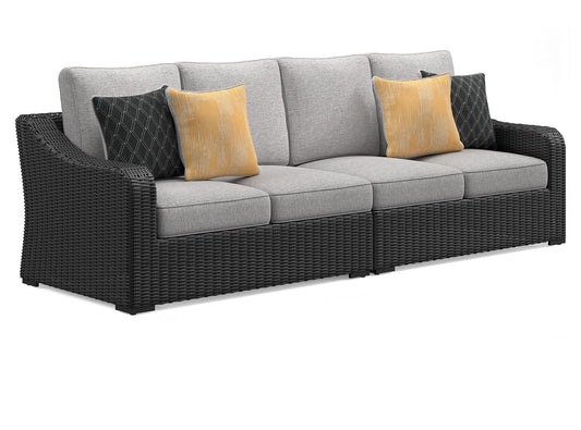 Beachcroft - 2-Piece Outdoor Loveseat with Cushion - Black / Light Gray