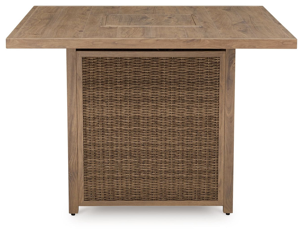 Walton Bridge - Square Bar Table With Fire Pit - Driftwood