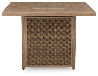 Walton Bridge - Square Bar Table With Fire Pit - Driftwood