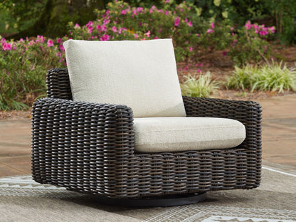 Kimora - Swivel Glider Lounge With Cushion - Beige / Dark Brown