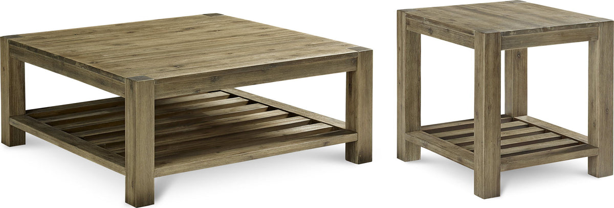 Canyon - Solid Wood Square Coffee Table - Washed Gray