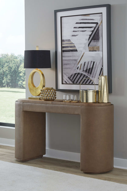 Yeal - Leather Upholstered Storage Table With Wooden Top