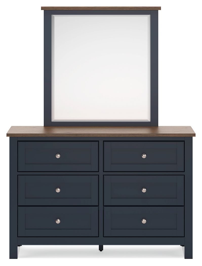 Landocken - Dresser and Mirror - Brown / Blue