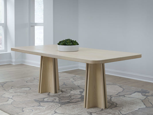 Zinnia - Ash Wood Double Pedestal Dining Table - White Sand