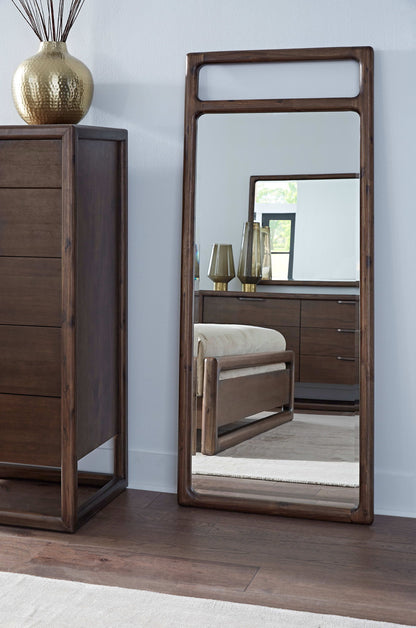 Sol - Beveled Glass Floor Mirror - Brown Spice
