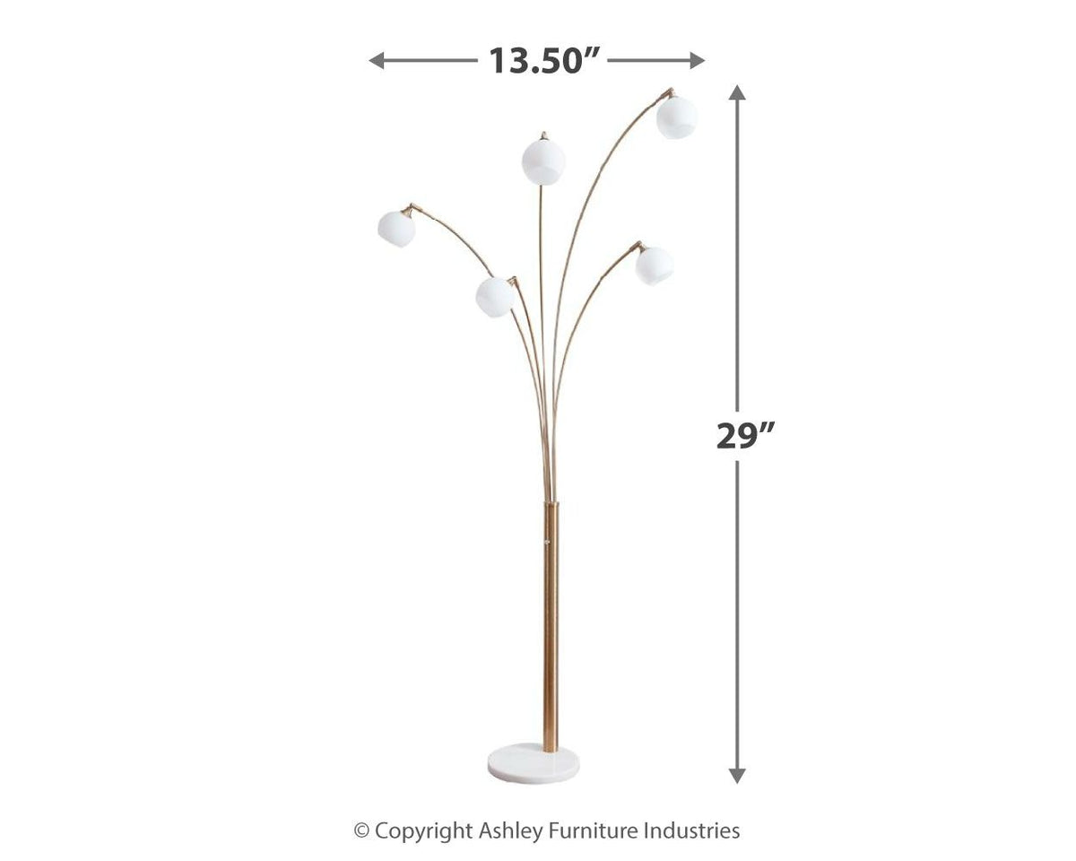 Taliya - Metal Arc Lamp  - Champagne / White