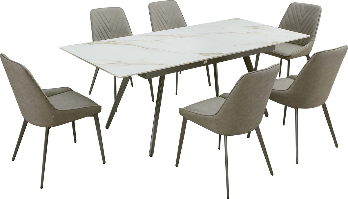 Lucia - Extendable Stone Top Metal Leg Dining Table
