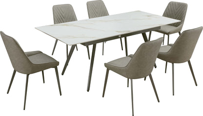 Lucia - Extendable Stone Top Metal Leg Dining Table