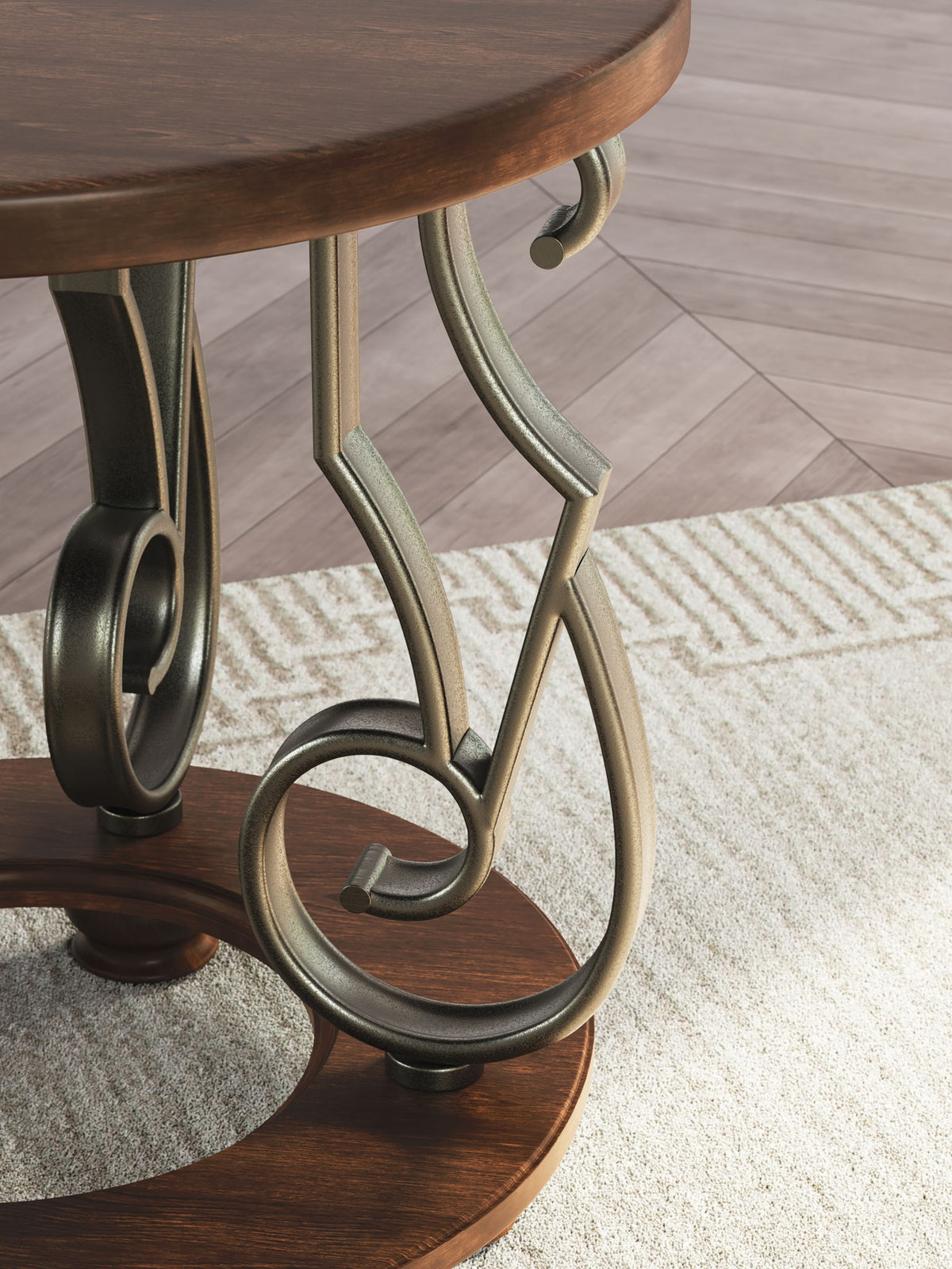 Frallyn - Round End Table - Dark Brown