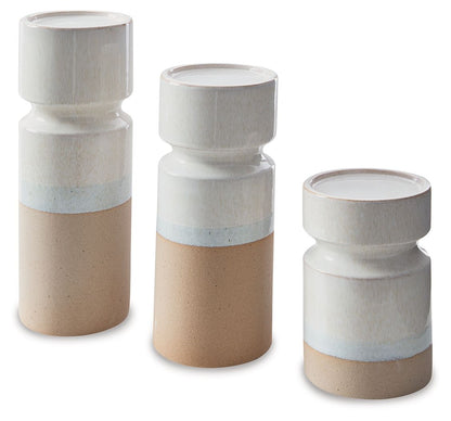 Hurston - Candle Holder Set (Set of 3) - Ivory / Brown