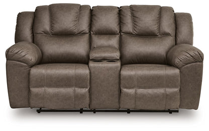 Lowilla - Double Reclining Loveseat With Console - Driftwood
