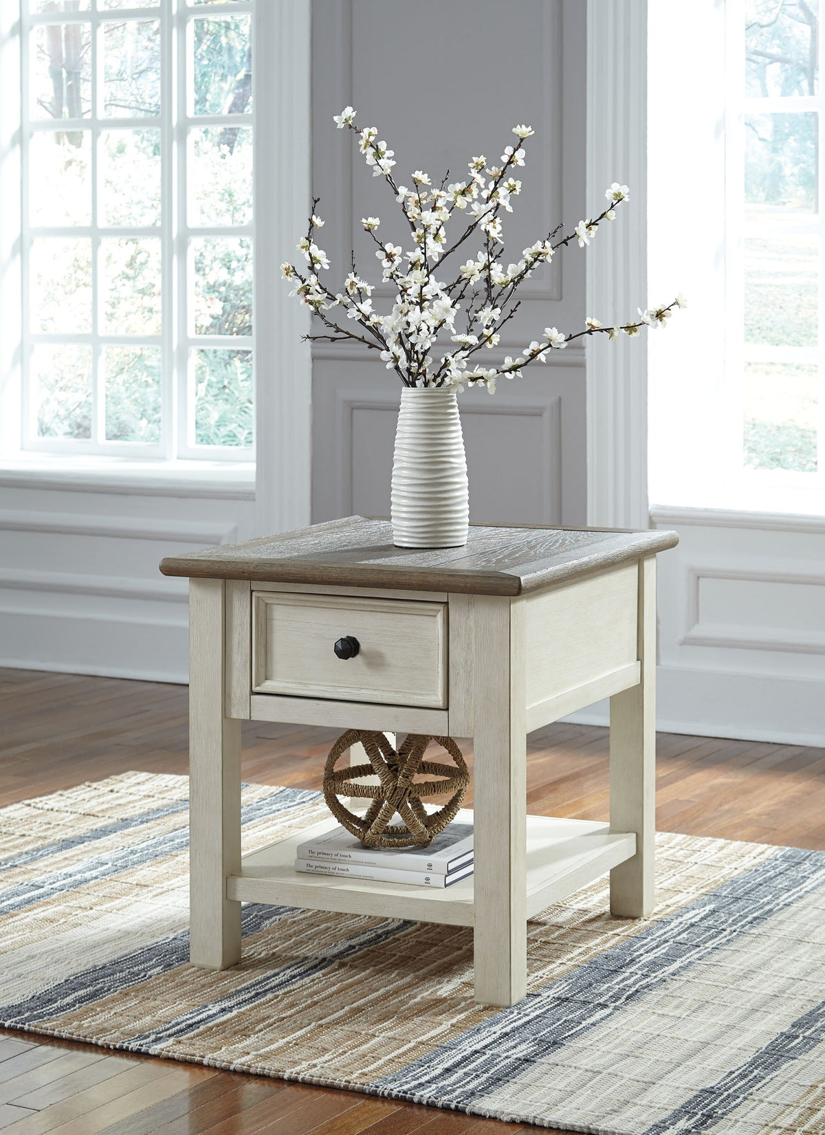 Bolanburg - Rectangular End Table - White / Brown / Beige