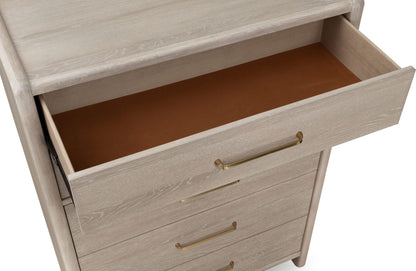 Gardenia - Five Drawer Oak Wood Chest - Chai