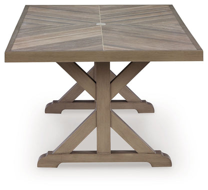 Laguna Heights - Rectangular Dining Table With Umbrella Option - Beige