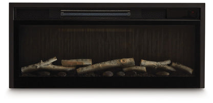 Entertainment Accessories - Fireplace Insert With Faux Birch Log Set - Black
