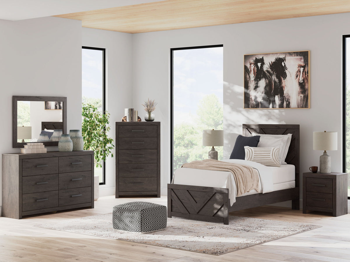 Prendonea - Two Drawer Night Stand - Charcoal