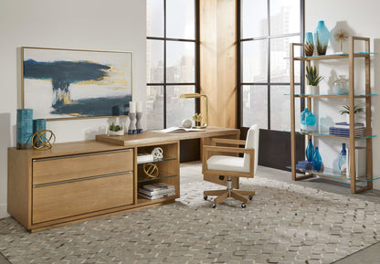 One - Live Edge Edge Executive Desk - White Oak And Glass