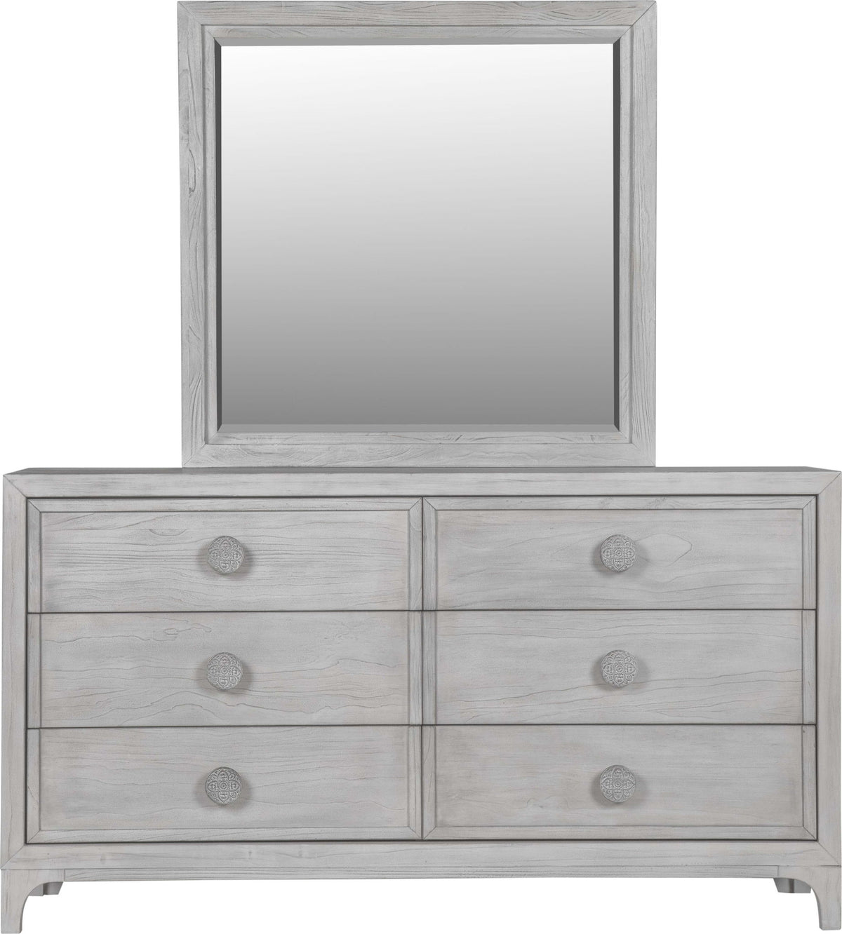 Boho Chic - Six-Drawer Dresser - Washed White (2024)