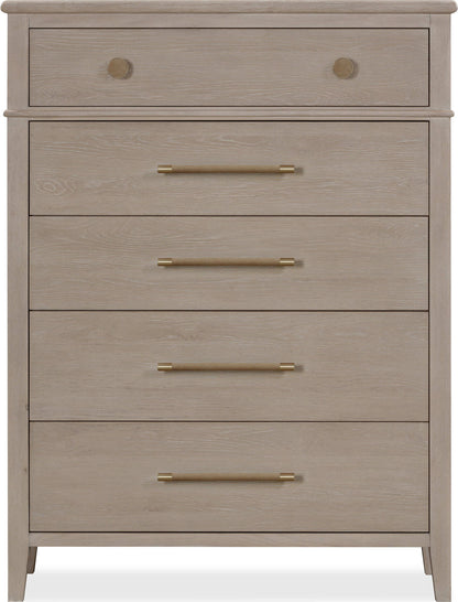 Camden - Five Drawer Oak Wood Chest - Chai