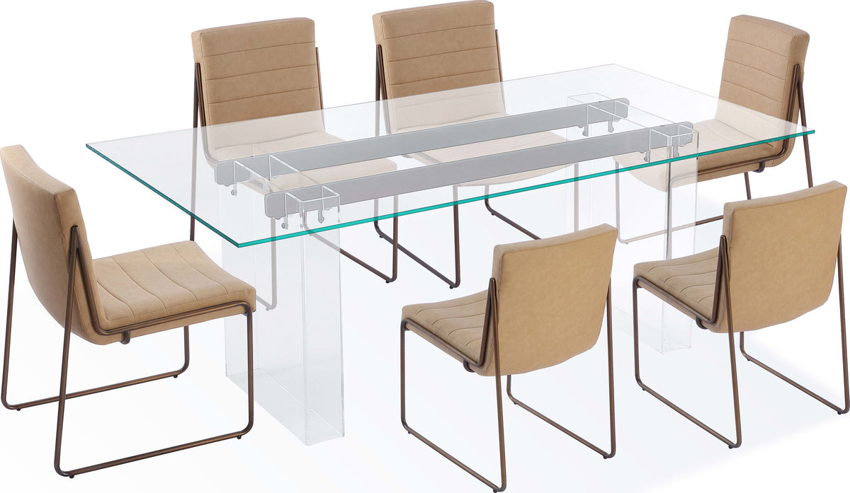 Crossroads 2.0 - Moorea Double Pedestal Rectangular Dining Table - Clear Acrylic, Glass And Bronze Metal