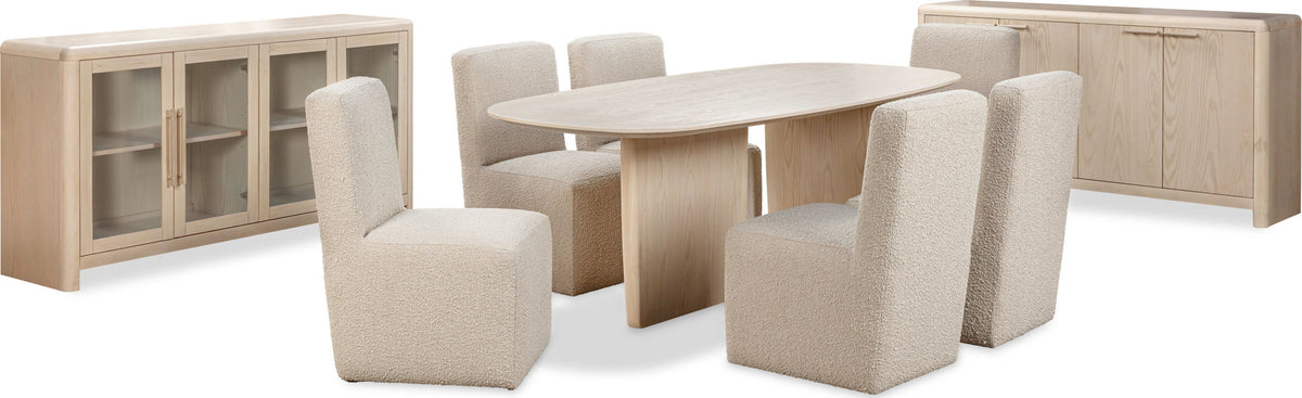 Liv - Ash Wood Oval Dining Table - White Sand
