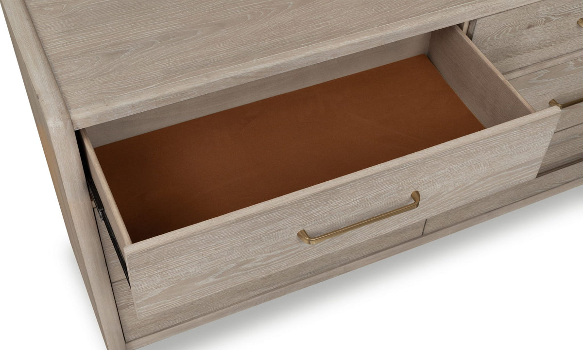 Gardenia - Six Drawer Oak Wood Dresser - Chai