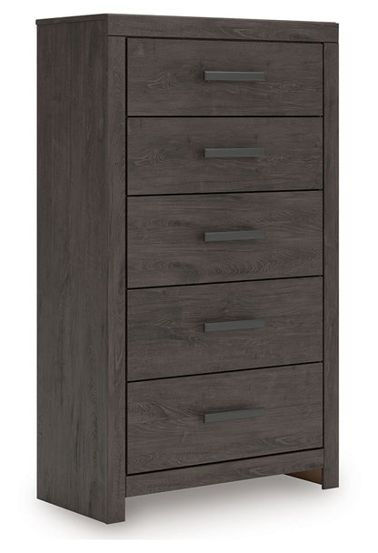 Prendonea - Five Drawer Chest - Charcoal