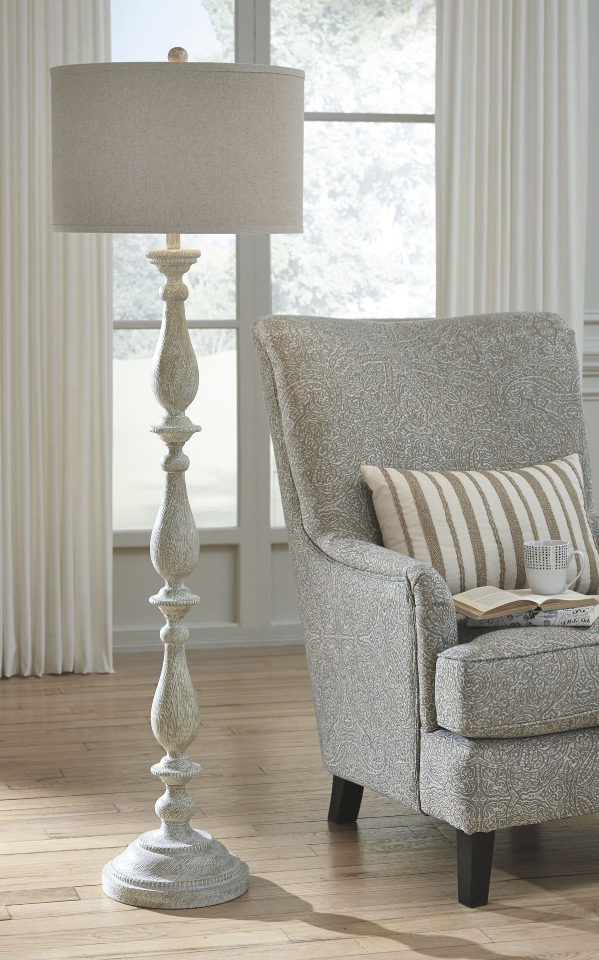 Bernadate - Poly Floor Lamp - Whitewash