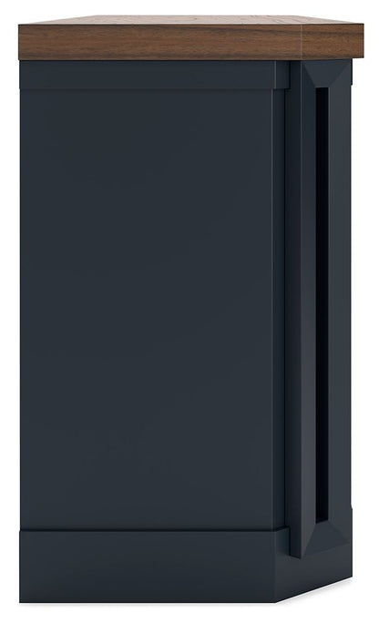 Landocken - XL TV Stand With Fireplace Option - Brown / Blue