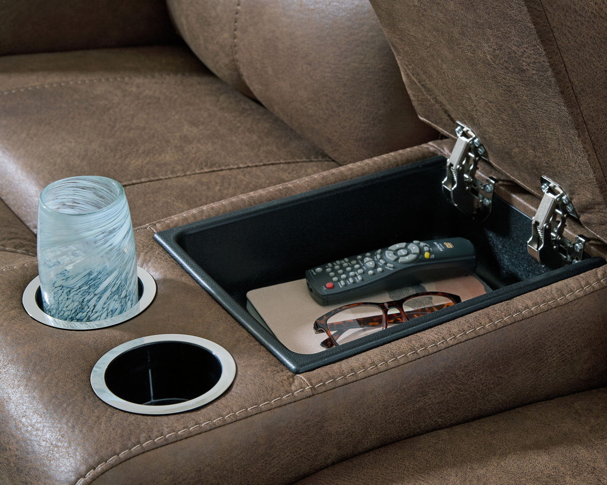 Beckley Place - Power Reclining Loveseat With Console / Adjustable Headrest - Earth