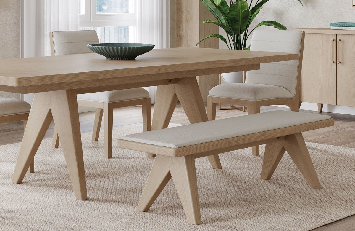Sumire - Upholstered Bench - Ginger And Natural Linen