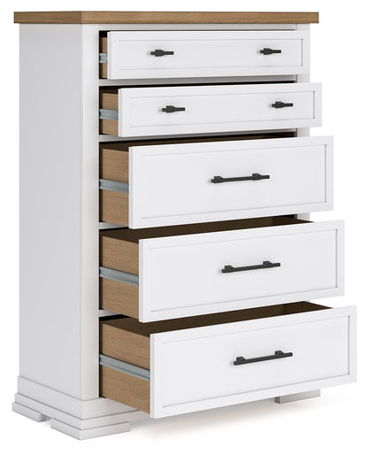 Ashbryn - Five Drawer Chest - White / Natural