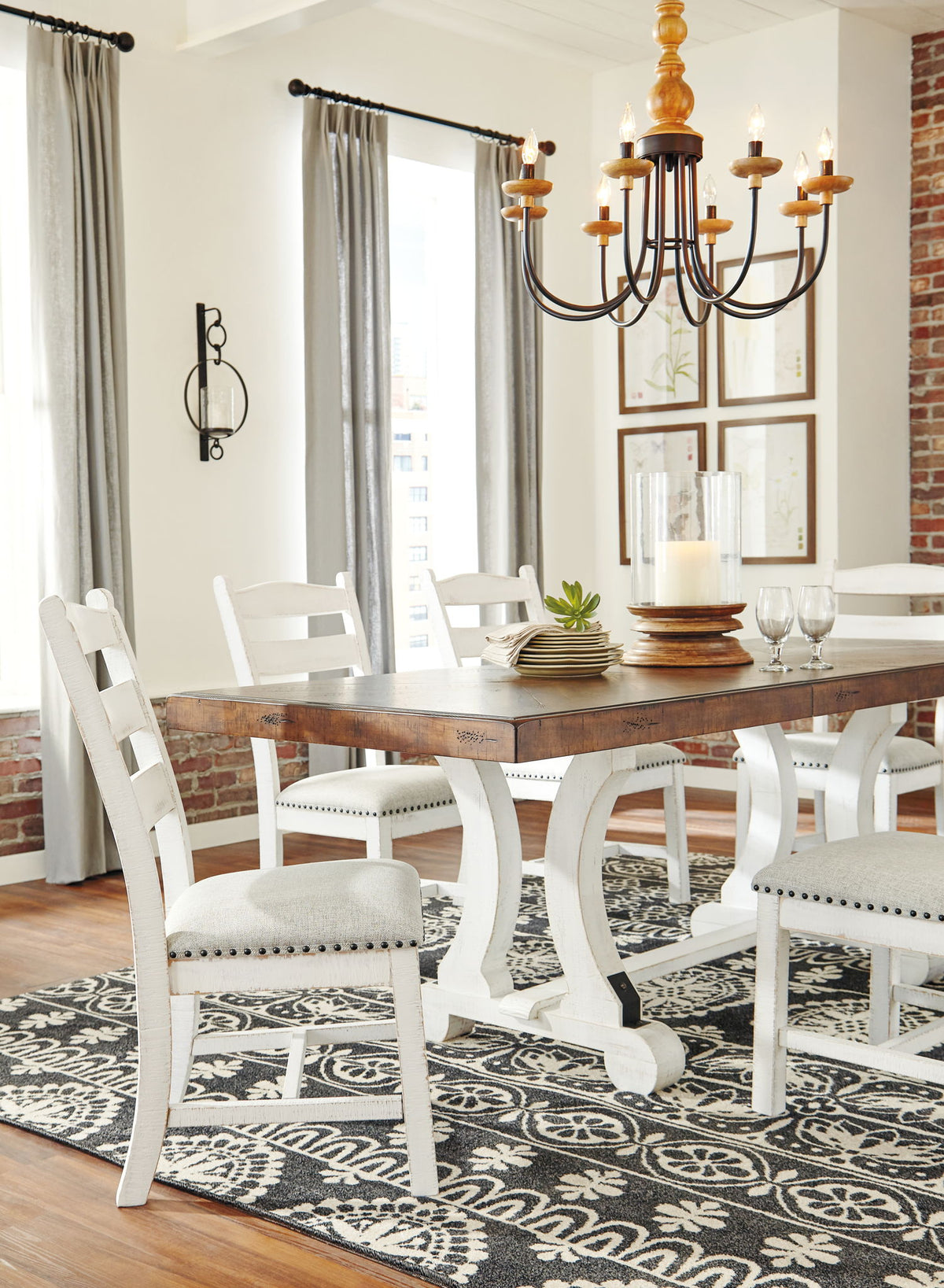 Valebeck - Rectangular Dining Room Table - White / Brown