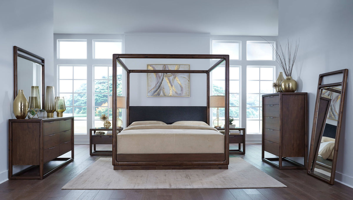 Sol - Beveled Glass Floor Mirror - Brown Spice