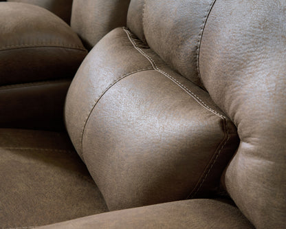 Beckley Place - Power Reclining Loveseat With Console / Adjustable Headrest - Earth