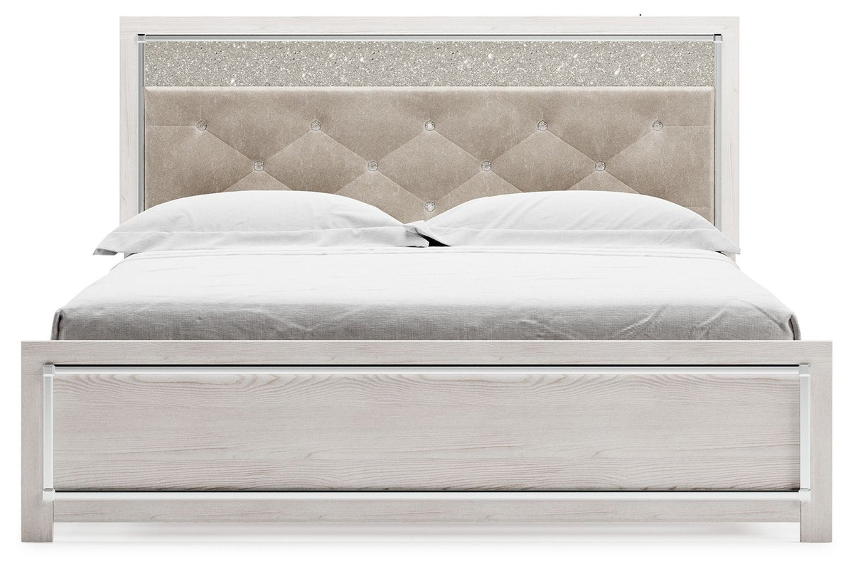 Altyra - King Panel Bed With Upholstered Headboard - White