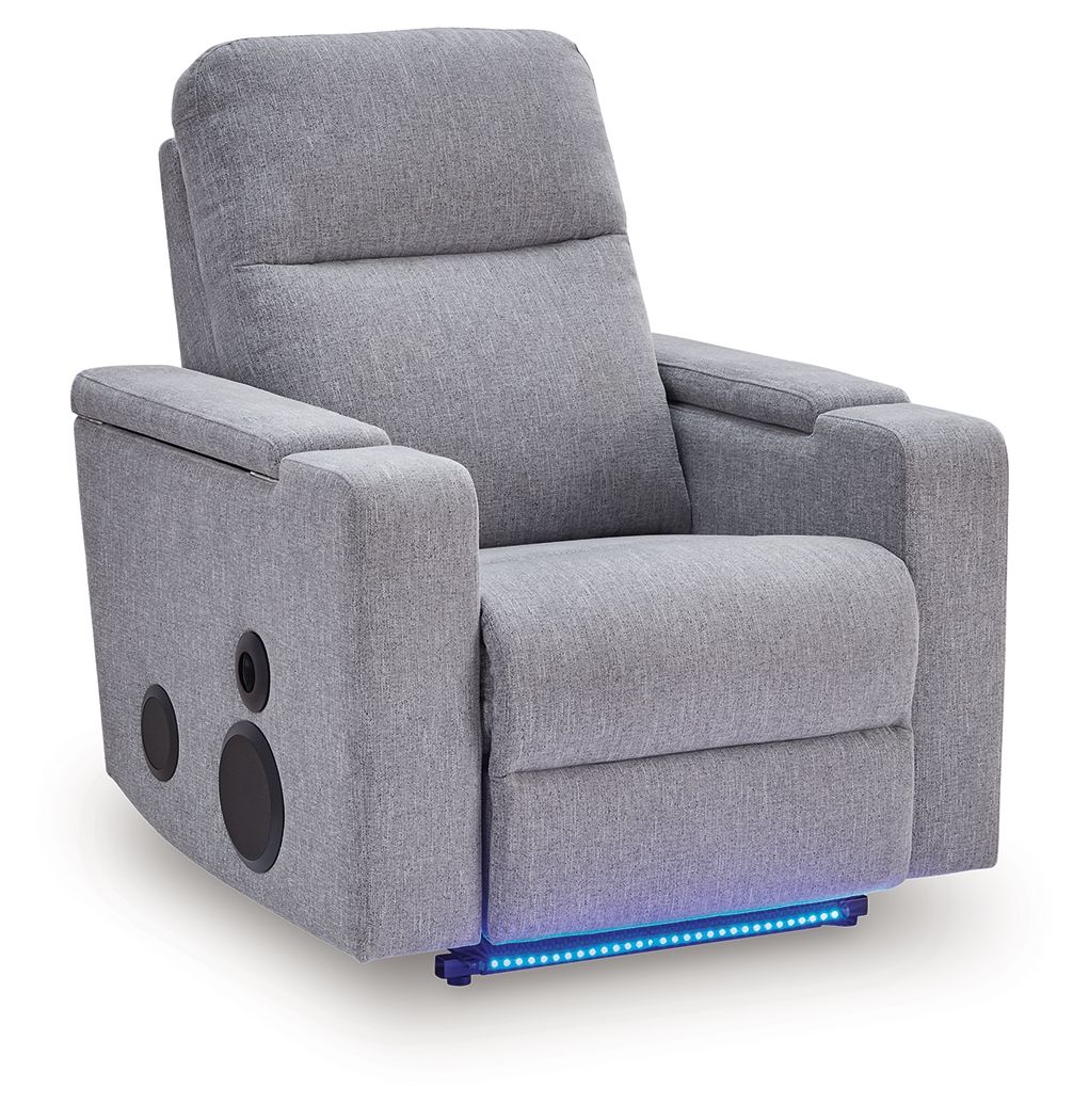 Pineland - Glider Power Recliner With Audio System - Pewter