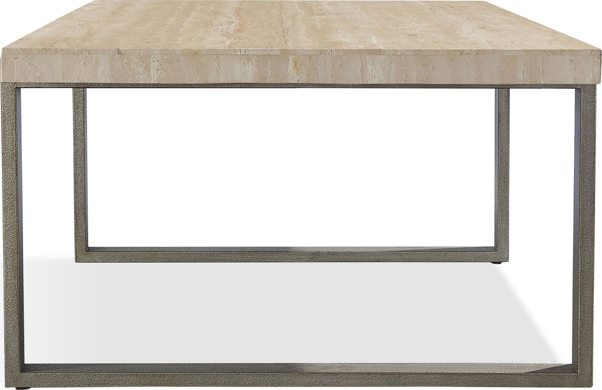 Ariela - Natural Travertine Table With Bronze Metal Base