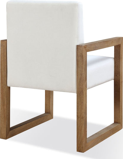 One - Modern Coastal Sled Leg Upholstered Dining Arm Chair (Set of 2) - White Pearl And Bisque